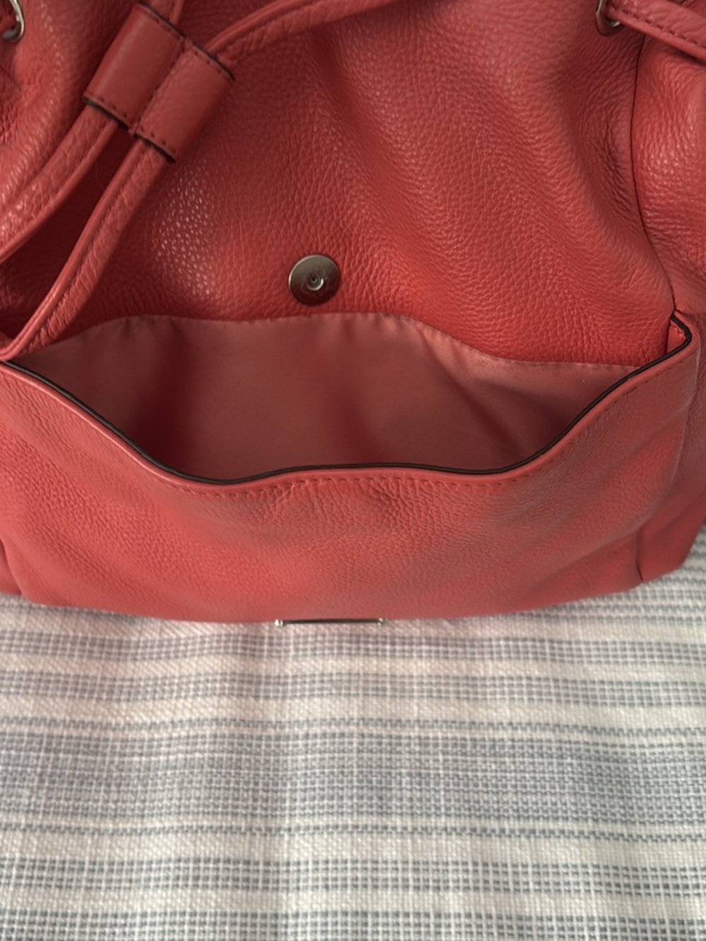 Coach Red Pebbled Leather Drawstring Shoulder Bag - Picture 6 of 8